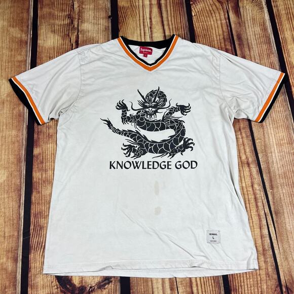 Supreme Knowledge God Shirt Mens Large Y2K Practice Dragon Ribbed Jersey Rare - Picture 1 of 11